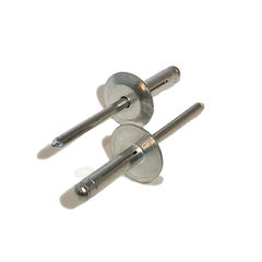 3/16" Diameter Aluminum Trifold Rivet, Large Flange Head, Mill Finish