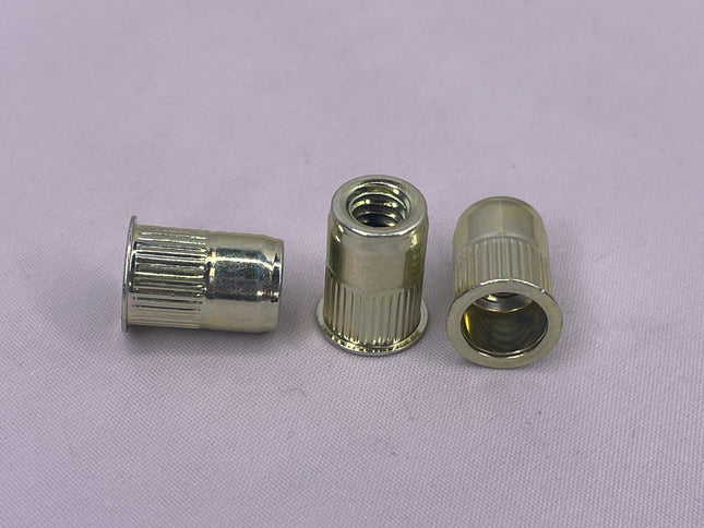 AKC-420-165 (AKS4-420-165) - 1/4-20 Steel Rivet Nut, Reduced Head, Open-End, First Grip