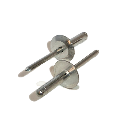 3/16" Diameter Aluminum Trifold Rivet, Large Flange Head, Mill Finish